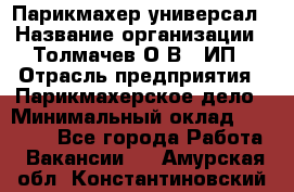 Парикмахер-универсал › Название организации ­ Толмачев О.В., ИП › Отрасль предприятия ­ Парикмахерское дело › Минимальный оклад ­ 18 000 - Все города Работа » Вакансии   . Амурская обл.,Константиновский р-н